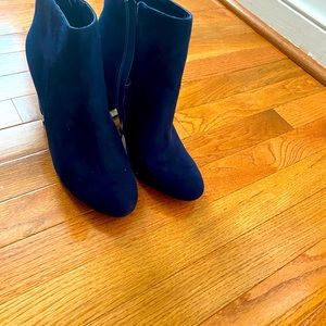 Suede ankle boots with crystal embelishments around the heels